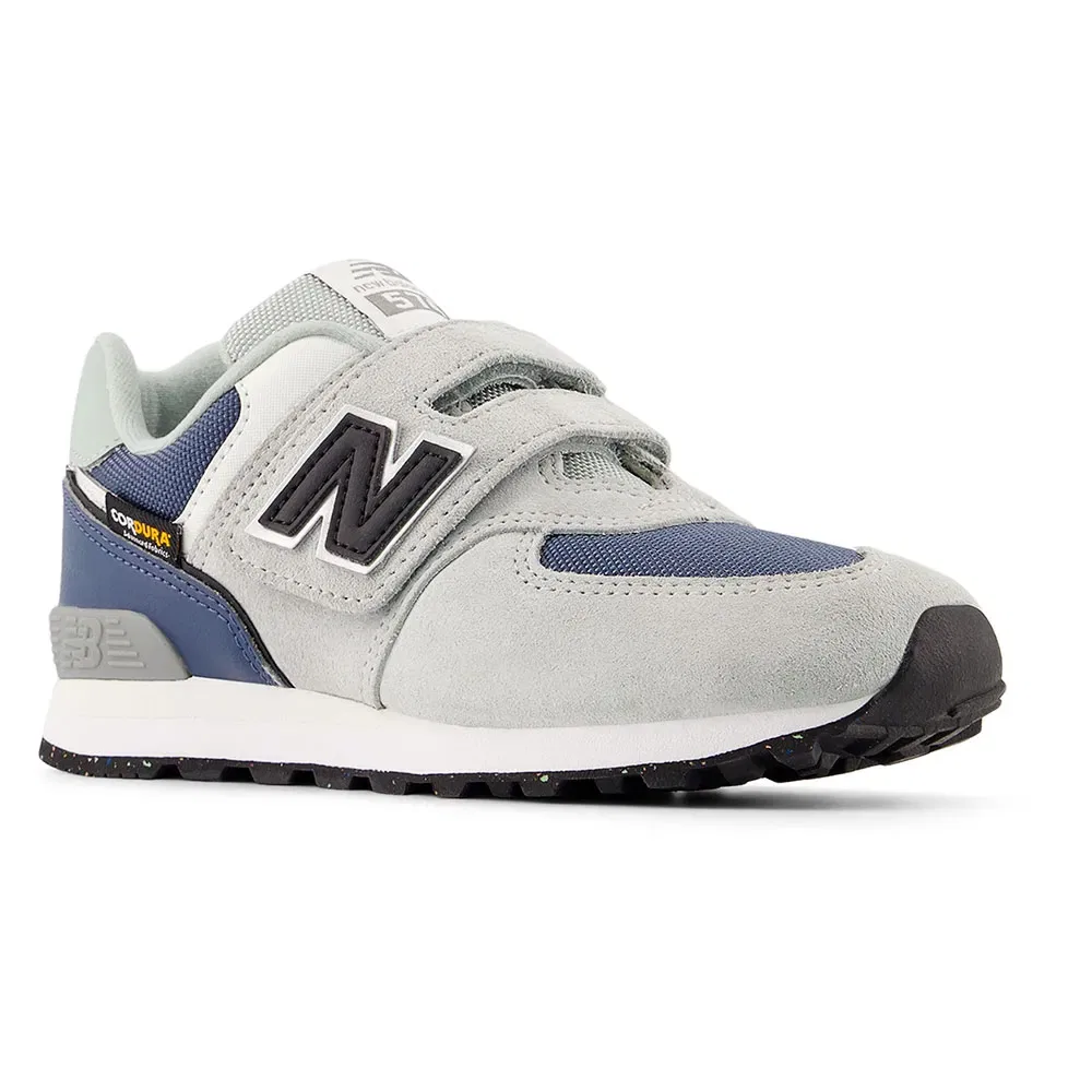 Детские кроссовки для девочек с липучкой New balance 574 Hook & Loop PS, Grey — фото 2