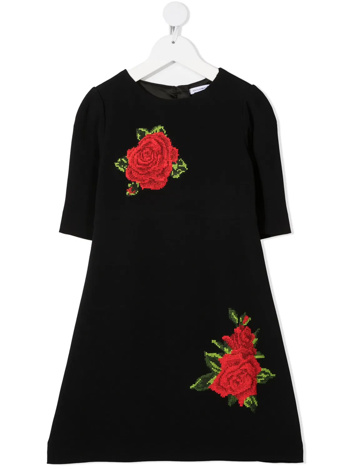 Платье с вышивкой в виде розы Dolce & Gabbana, черный