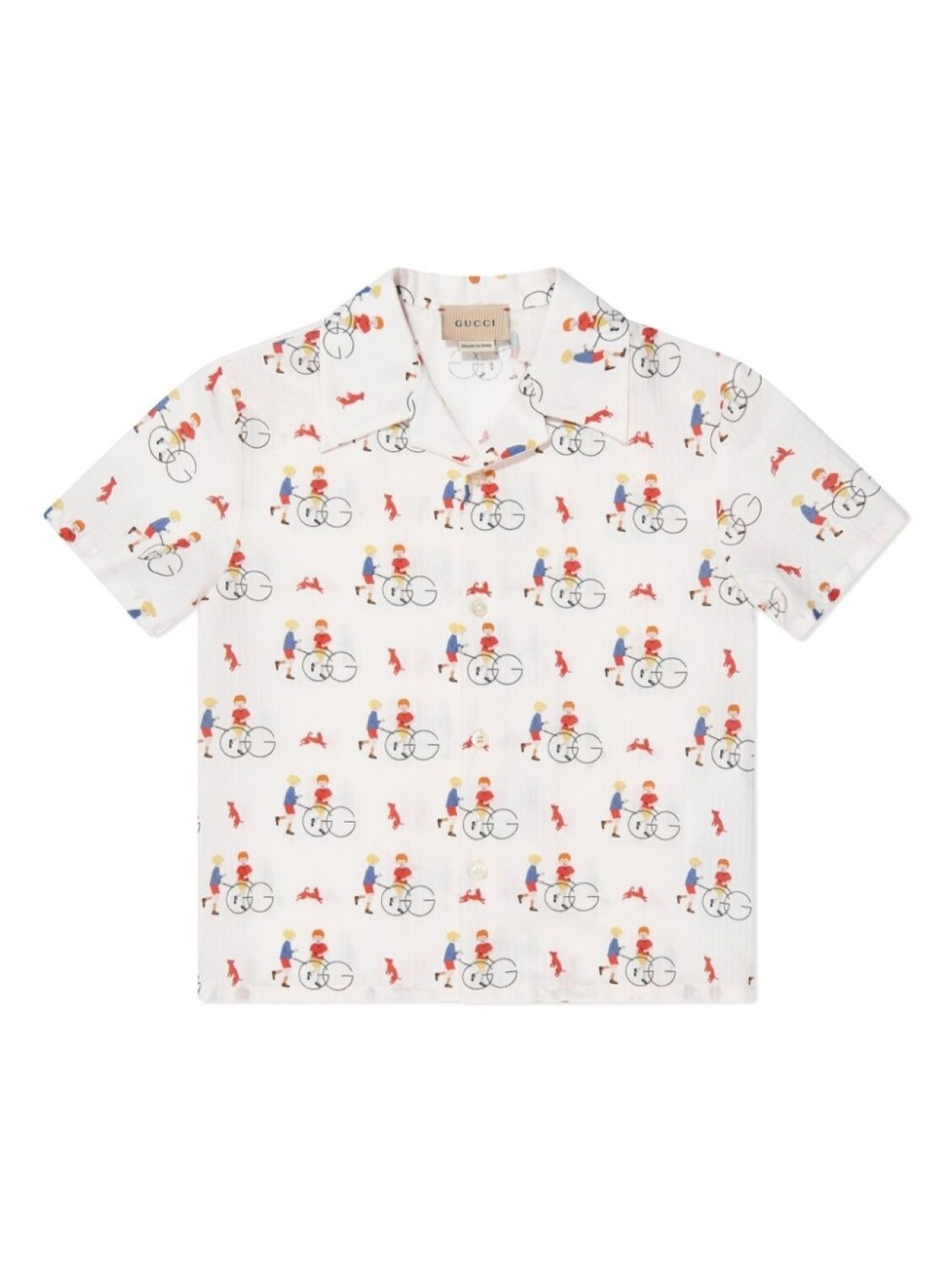 

Рубашка с короткими рукавами и принтом Gucci Kids, бежевый