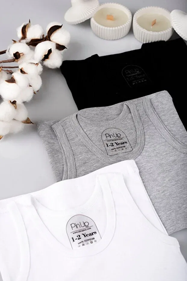 Детский комплект маек для девочек Modaley Giyim, White Black Gray