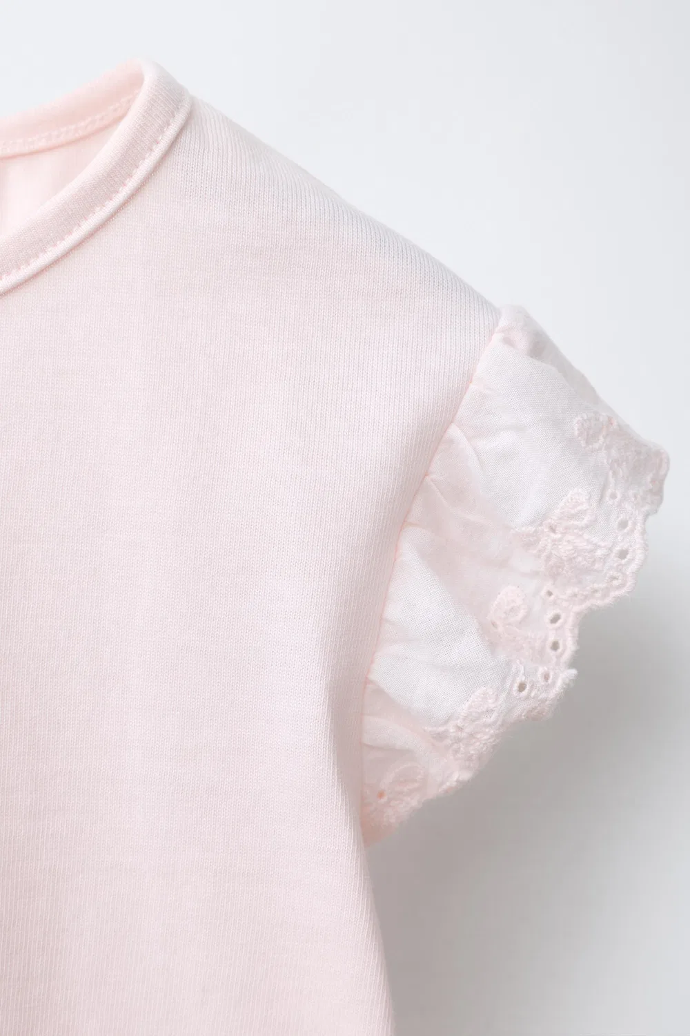Футболка с швейцарской вышивкой ZARA, Pink — фото 3