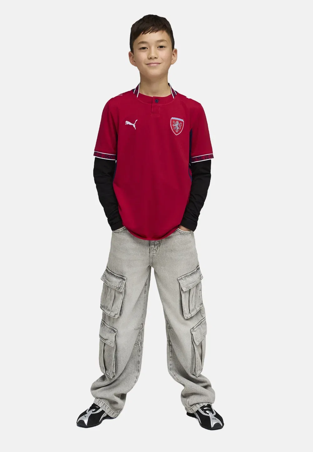 Tschechien 2026 heimtrikot - футбольная футболка Puma, Dark Cherry- Navy