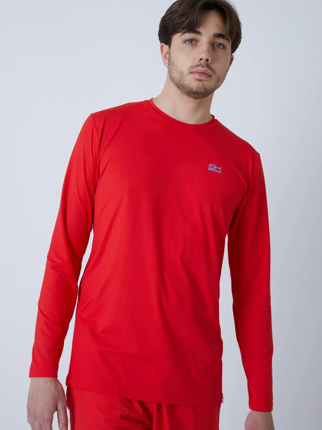 Спортивная футболка Sportkind Performance Shirt с круглым вырезом и длинными рукавами, красная — фото 2