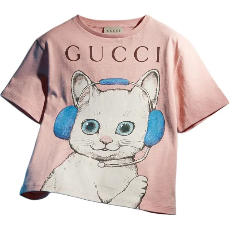 Детская футболка с круглым вырезом светло-розовая GUCCI — фото 3