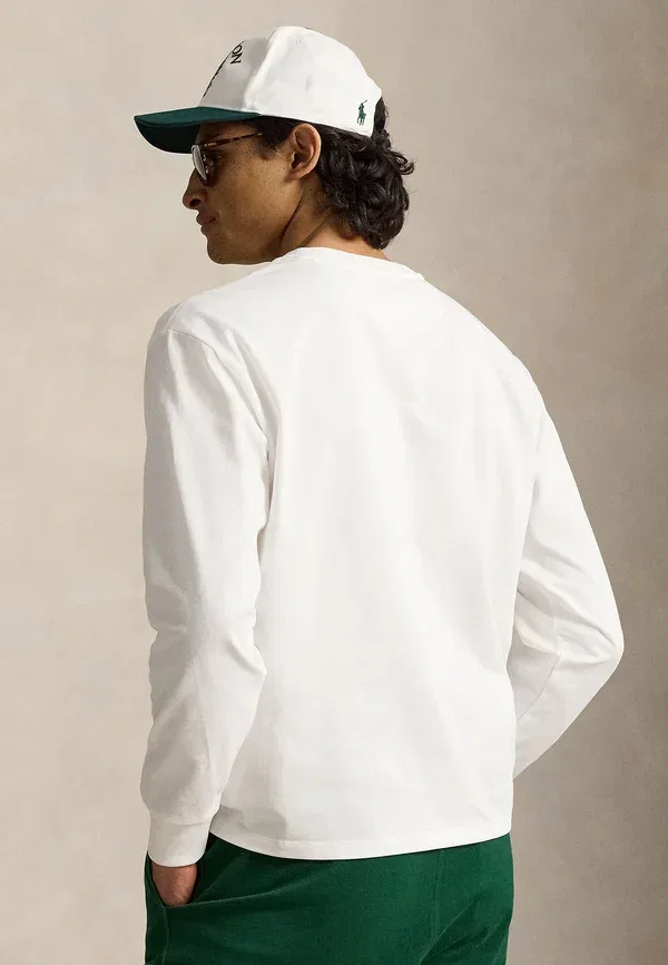 Футболка с длинным рукавом хлопковая Wimbledon big fit long-sleeve t-shirt Polo Ralph Lauren, White, белый — фото 3