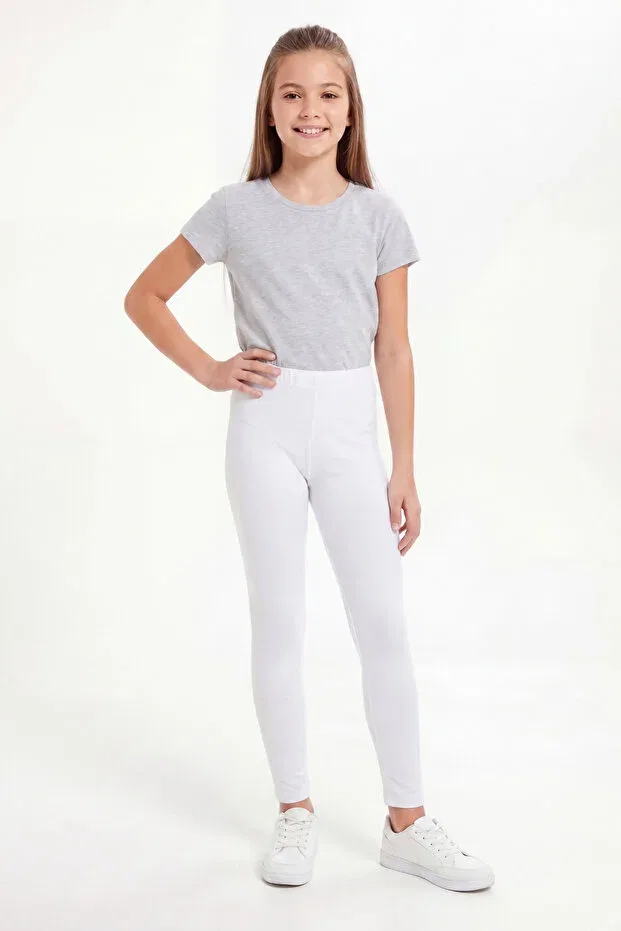 Детские леггинсы для девочек хлопковые Basics Arma Yıldız, White Black Gray — фото 2