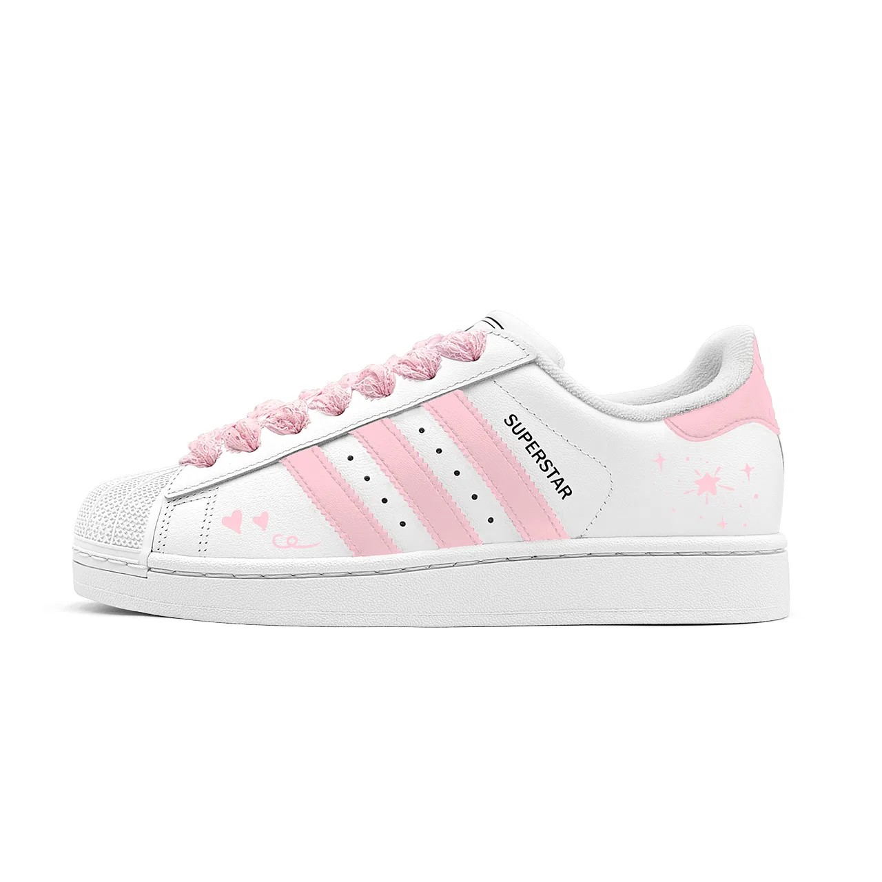 Детские кроссовки для скейтбординга с низким профилем Superstar 2 Adidas Originals, White Pink