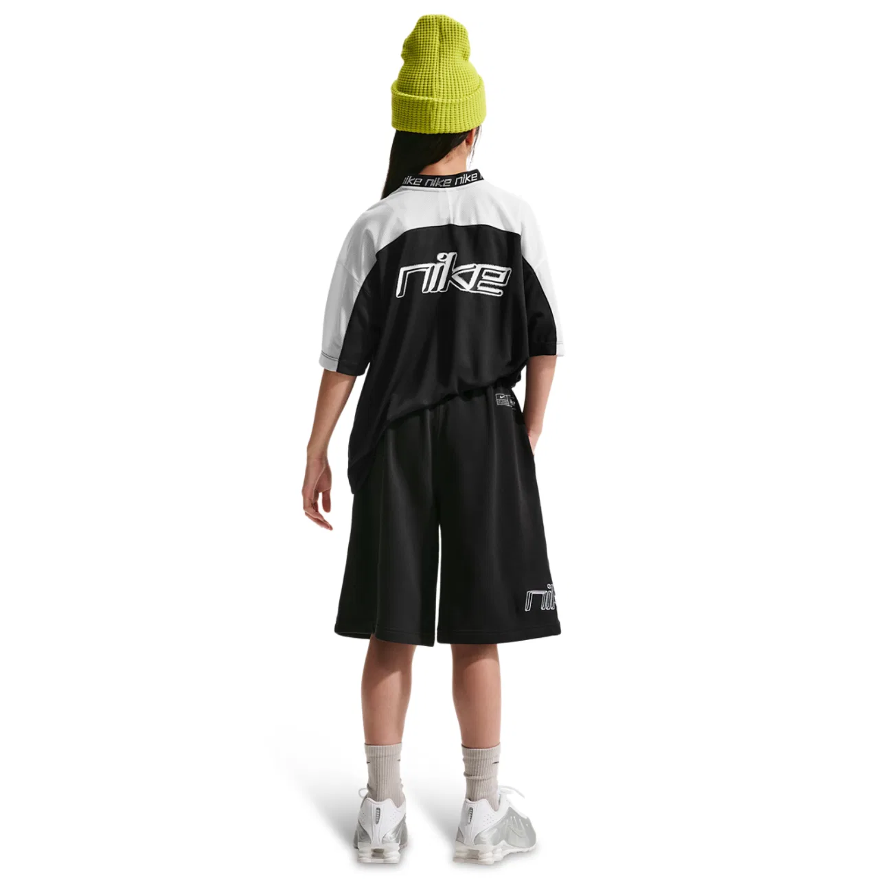 Шорты для девочек Dri-FIT Fleece Nike, белый/черный — фото 4