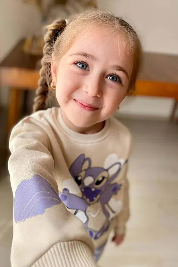 Детский комплект спортивного костюма для девочек с принтом Stitch Character and Angel Text Riccotarz, Lilac — фото 2