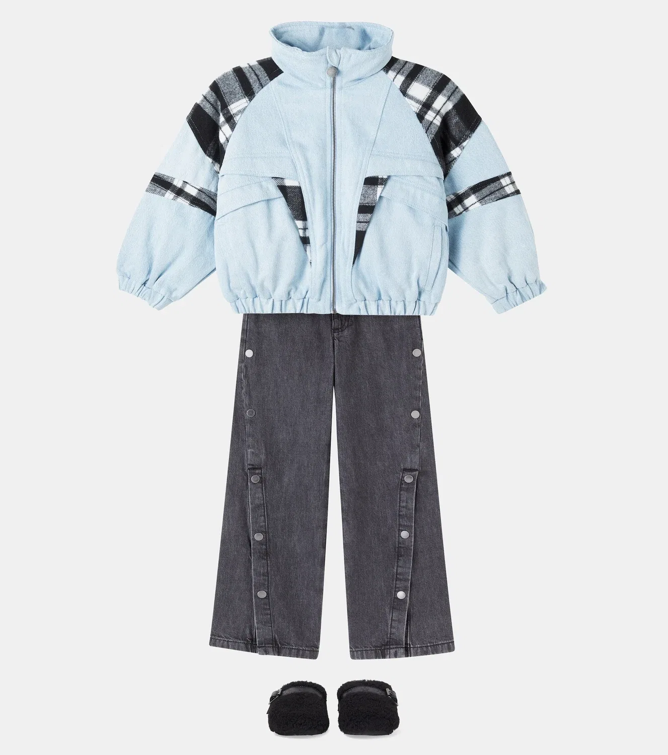 Джинсы с широкими штанинами Stella Mccartney Kids, серый — фото 2