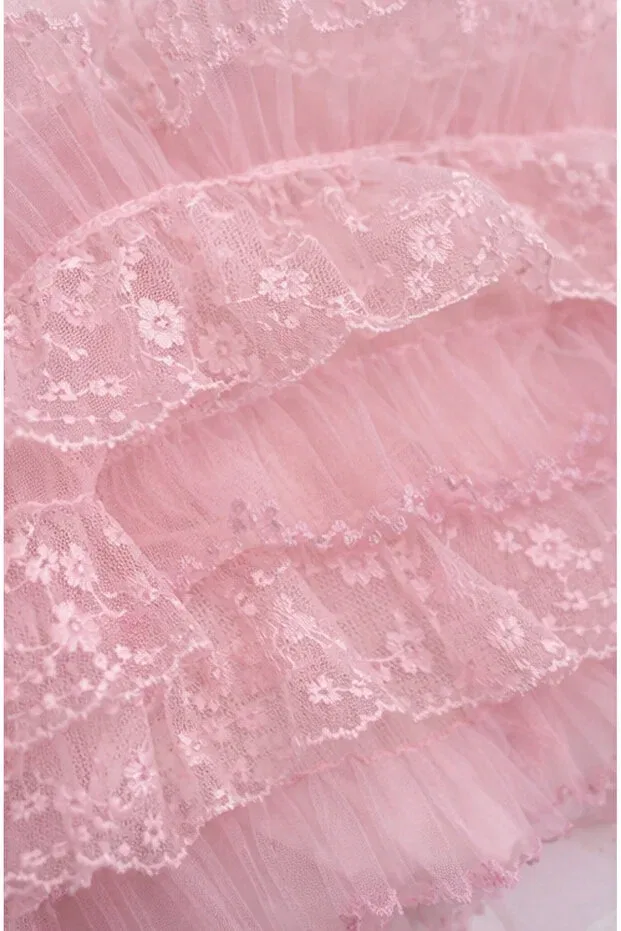 Детская юбка для девочек с кружевом Kardeşler Bebe, Ecru-Pink — фото 2