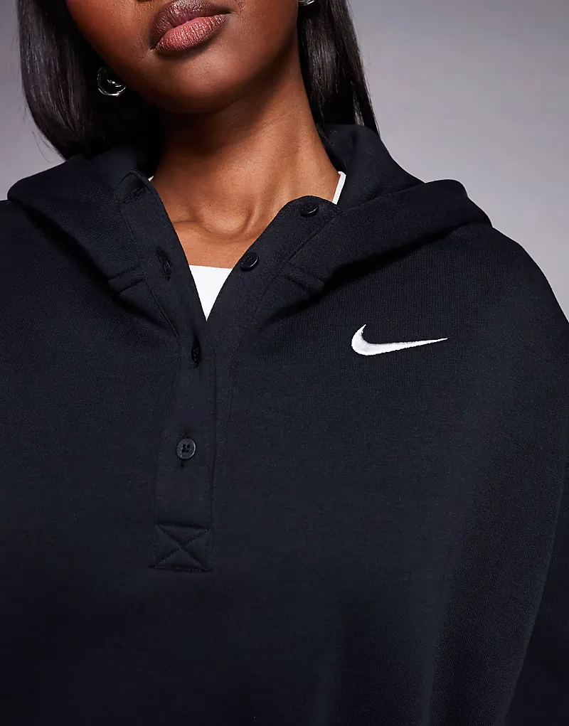 Укороченная толстовка Nike Phoenix Fleece оверсайз, черный — фото 2
