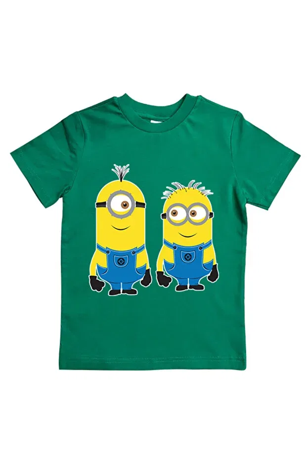 Детская футболка для мальчиков с принтом Minions, Green