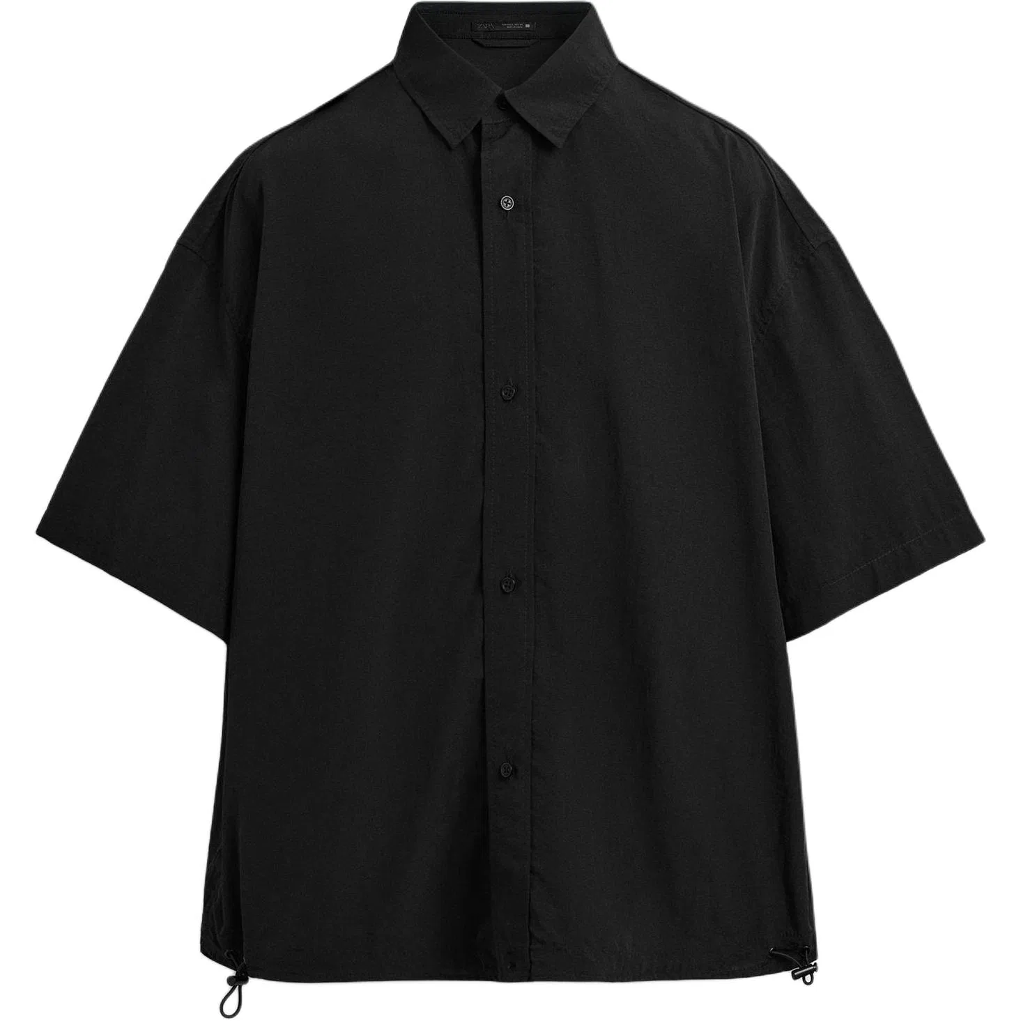 Мужская рубашка с воротником и тонкой тканью, ZARA, Black