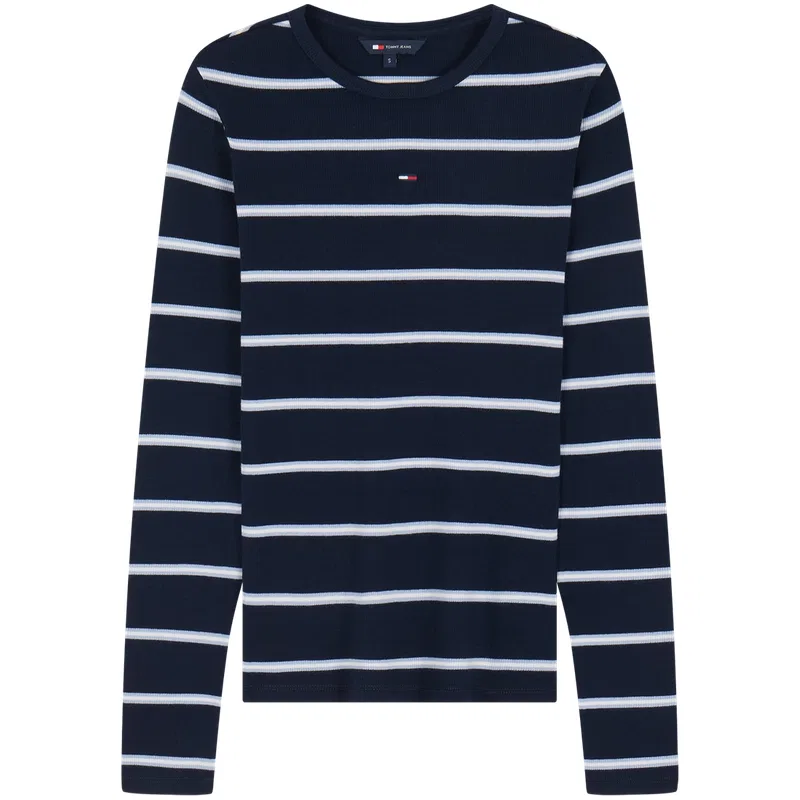 Женский свитер в полоску с длинным рукавом Tommy Hilfiger, Navy Blue Stripes — фото 2