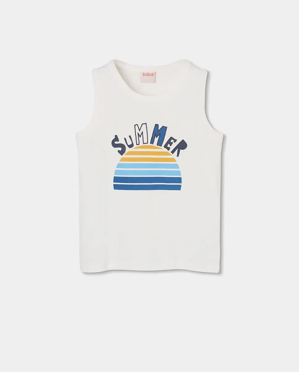 Детская футболка без рукавов для мальчиков Summer Boboli, Blanco / Amarillo
