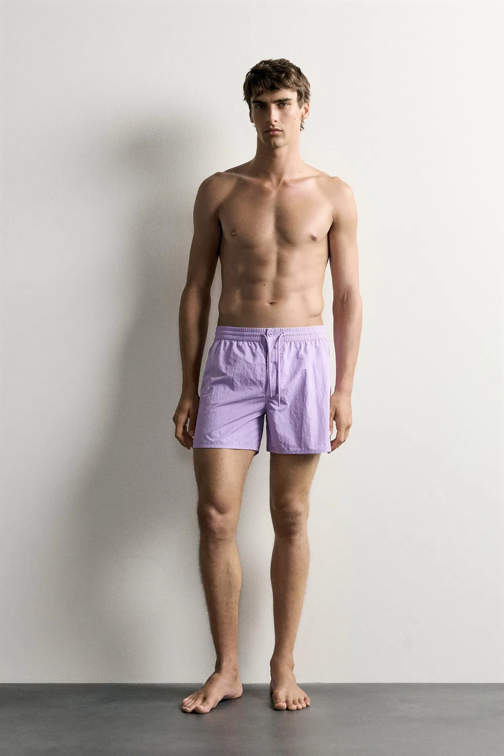 Купальник средней длины с боковыми разрезами. ZARA, Mauve