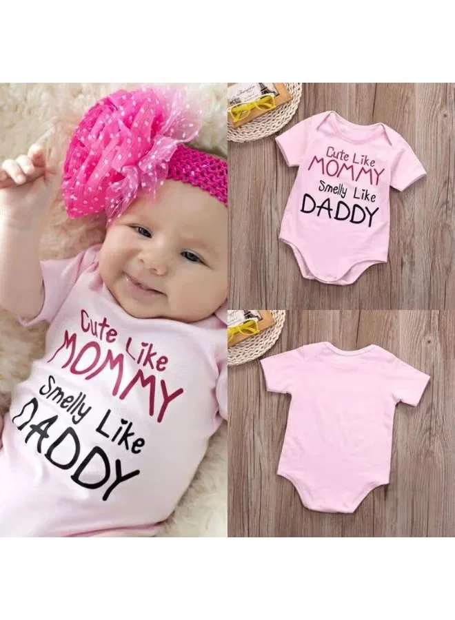 Боди-комбинезон с принтом и надписью Cute Like Mommy Smelly Like Daddy Matching Family Outfits, розовый