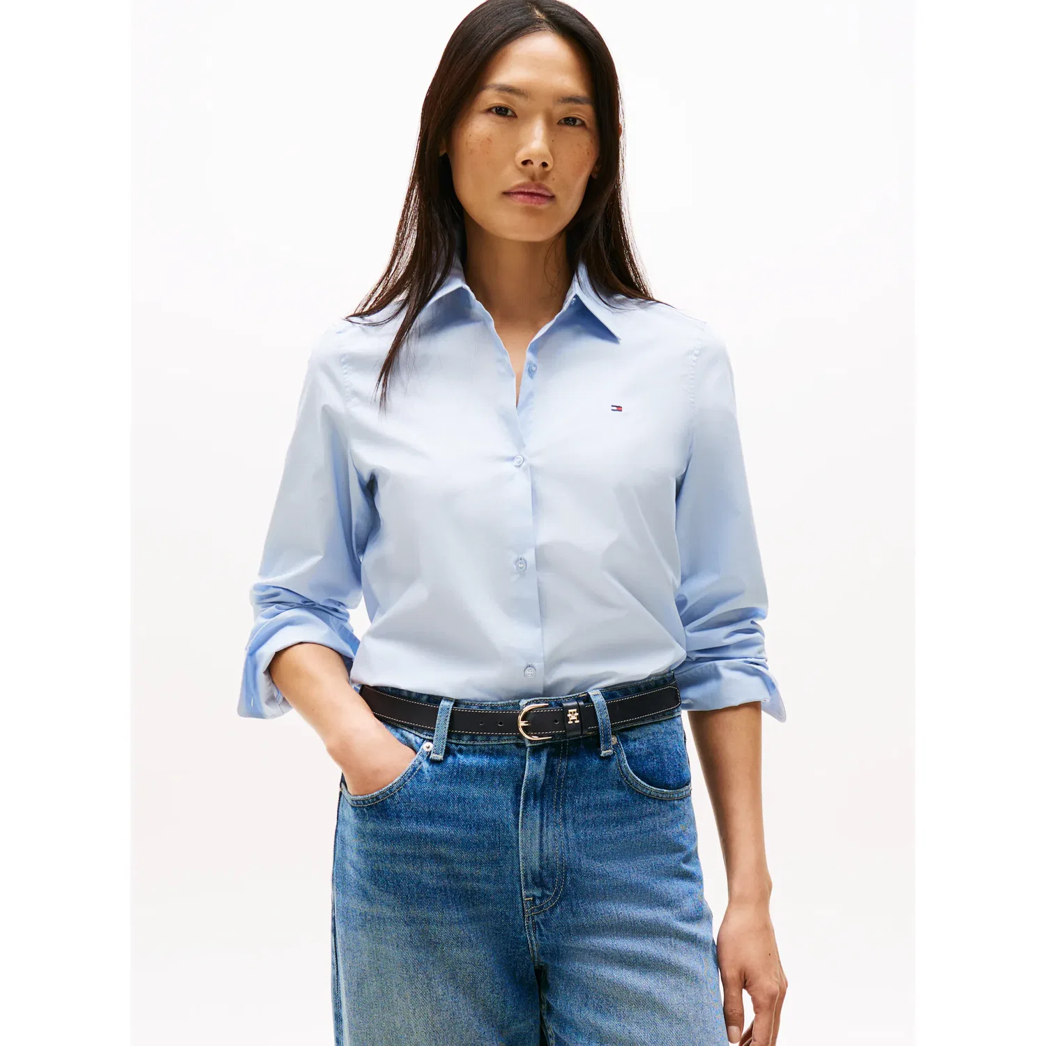 Женская хлопковая рубашка Tommy Hilfiger, Breezy Blue