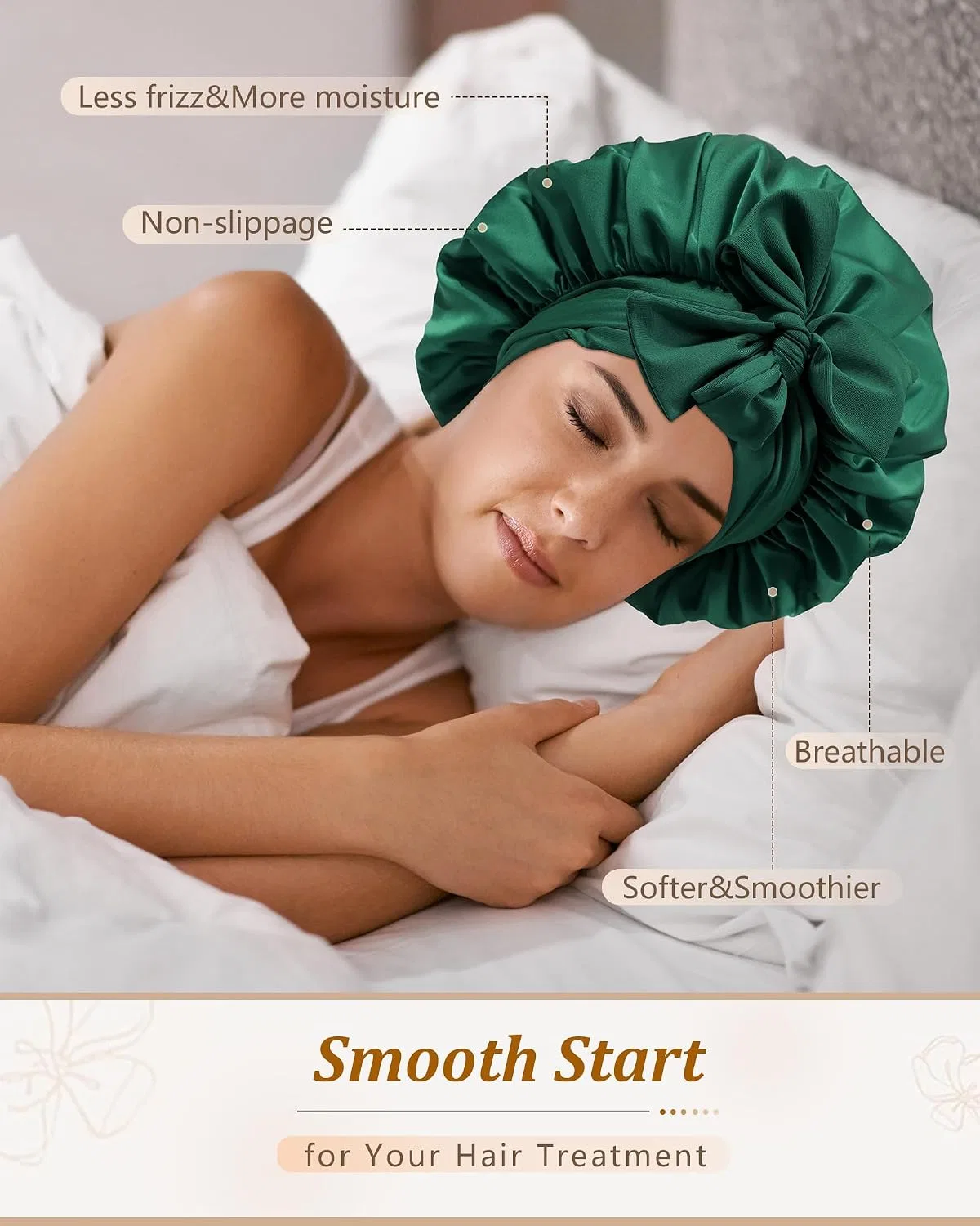 Шапочка для душа Satin Bonnet for Sleeping Women, CHLINS, Dark Ree — фото 4