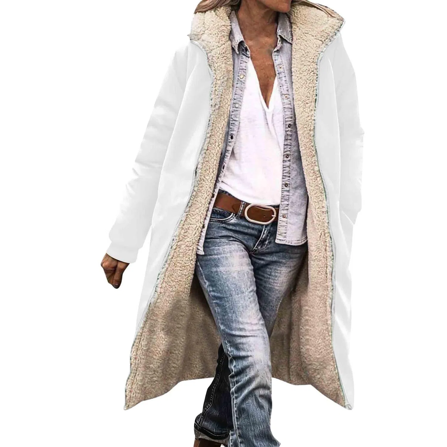 Женское длинное двустороннее пальто с капюшоном Winter Jackets, Grey