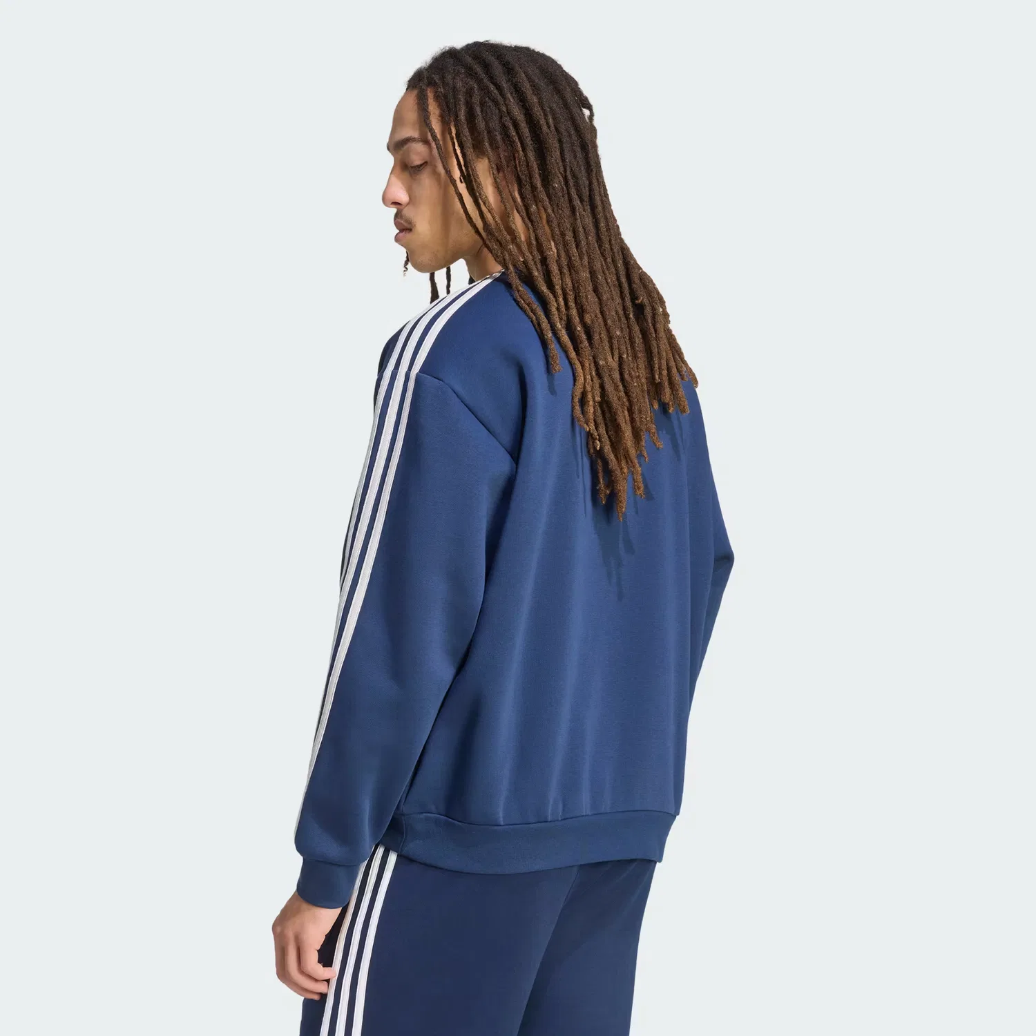 Мужской свитшот оверсайз с круглым вырезом Adicolor 3-Stripes Oversized Crewneck Adidas Originals, темно-синий/серый — фото 3