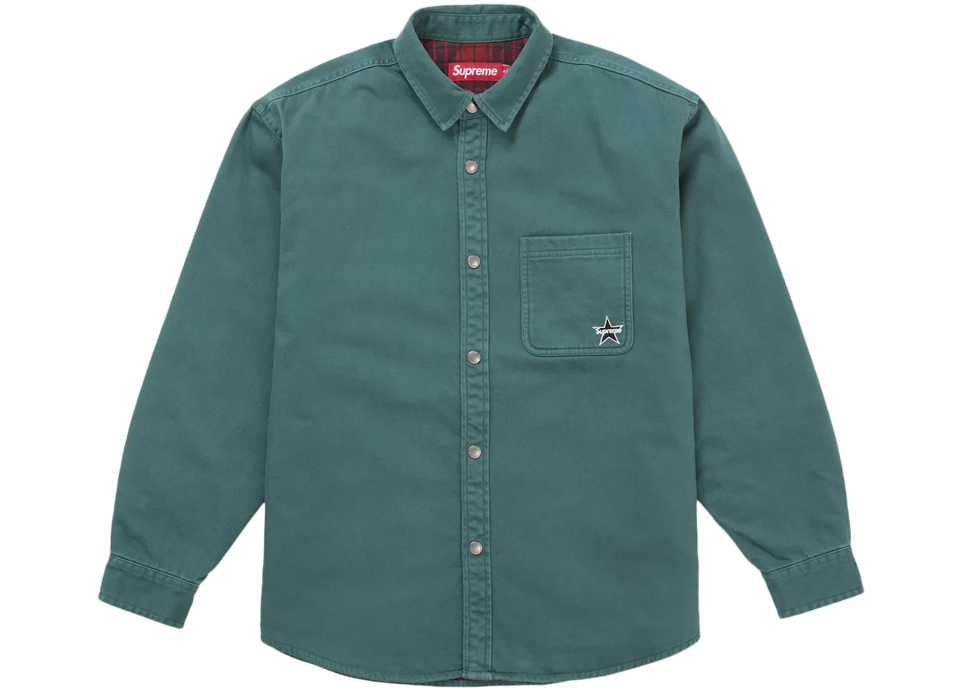Мужская рубашка с принтом Supreme Quilted Lined Denim Snap Shirt, Teal