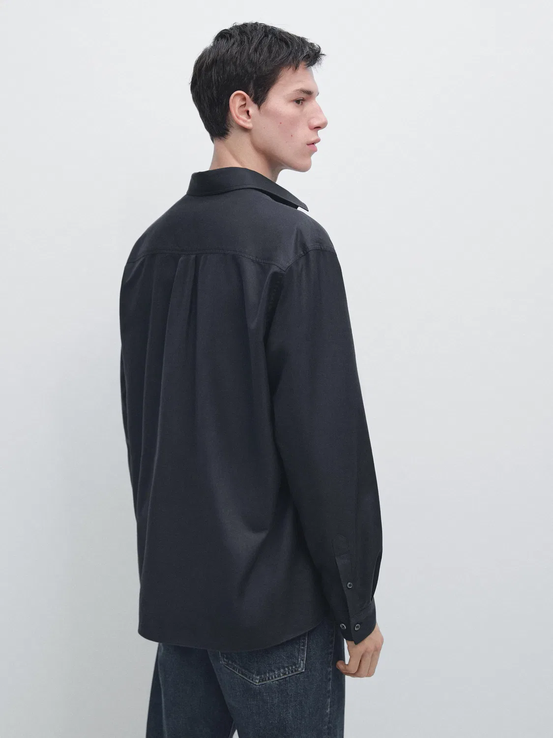 Хлопковая рубашка с карманами Massimo Dutti, темно-синий — фото 3
