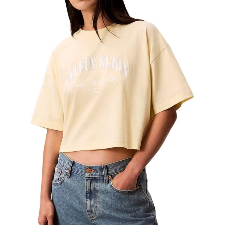 Женская футболка укороченная Calvin Klein, Zrk-Apricot Beige