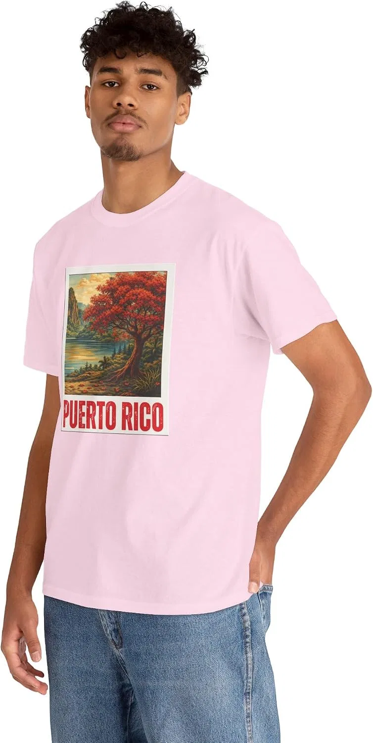 Женская футболка с принтом Puerto Rico Scenic Boricua Heritage Mountain Flamboyan, светло-розовый — фото 4