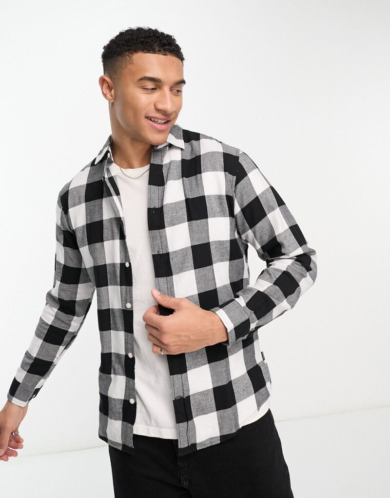 

Черно-белая фланелевая рубашка в клетку Buffalo Jack & Jones Essentials