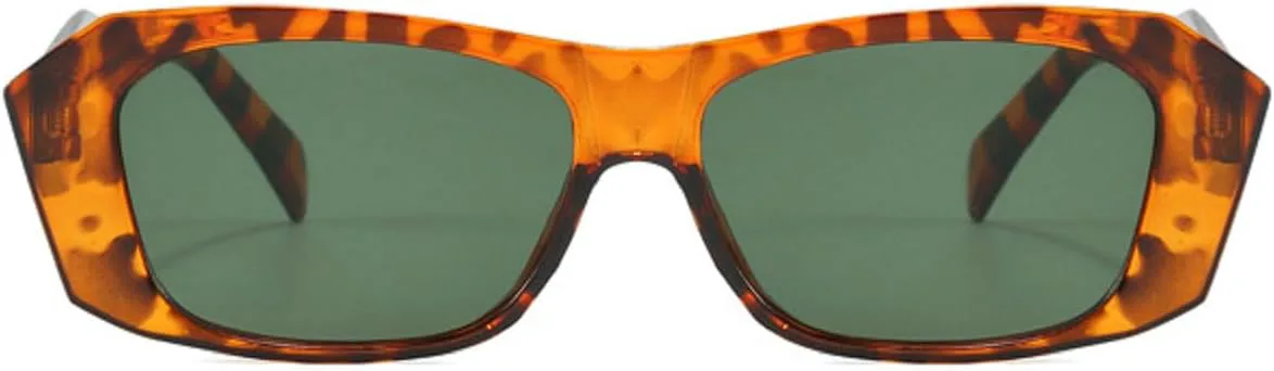 

Винтажные прямоугольные солнцезащитные очки, модные квадратные очки, ретро женские очки, солнцезащитные очки с защитой от УФ-излучения UV400 Melrose, Leopard Green