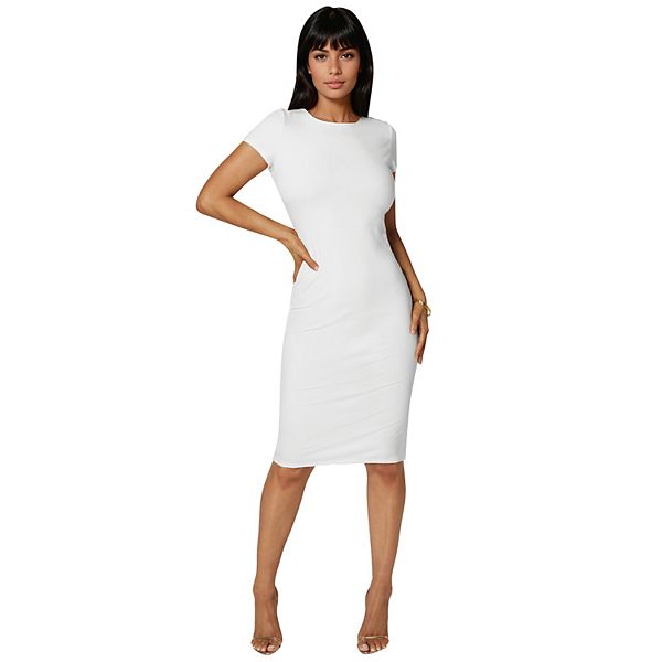 

Женское платье-футболка с коротким рукавом миди Bebe, Ivory
