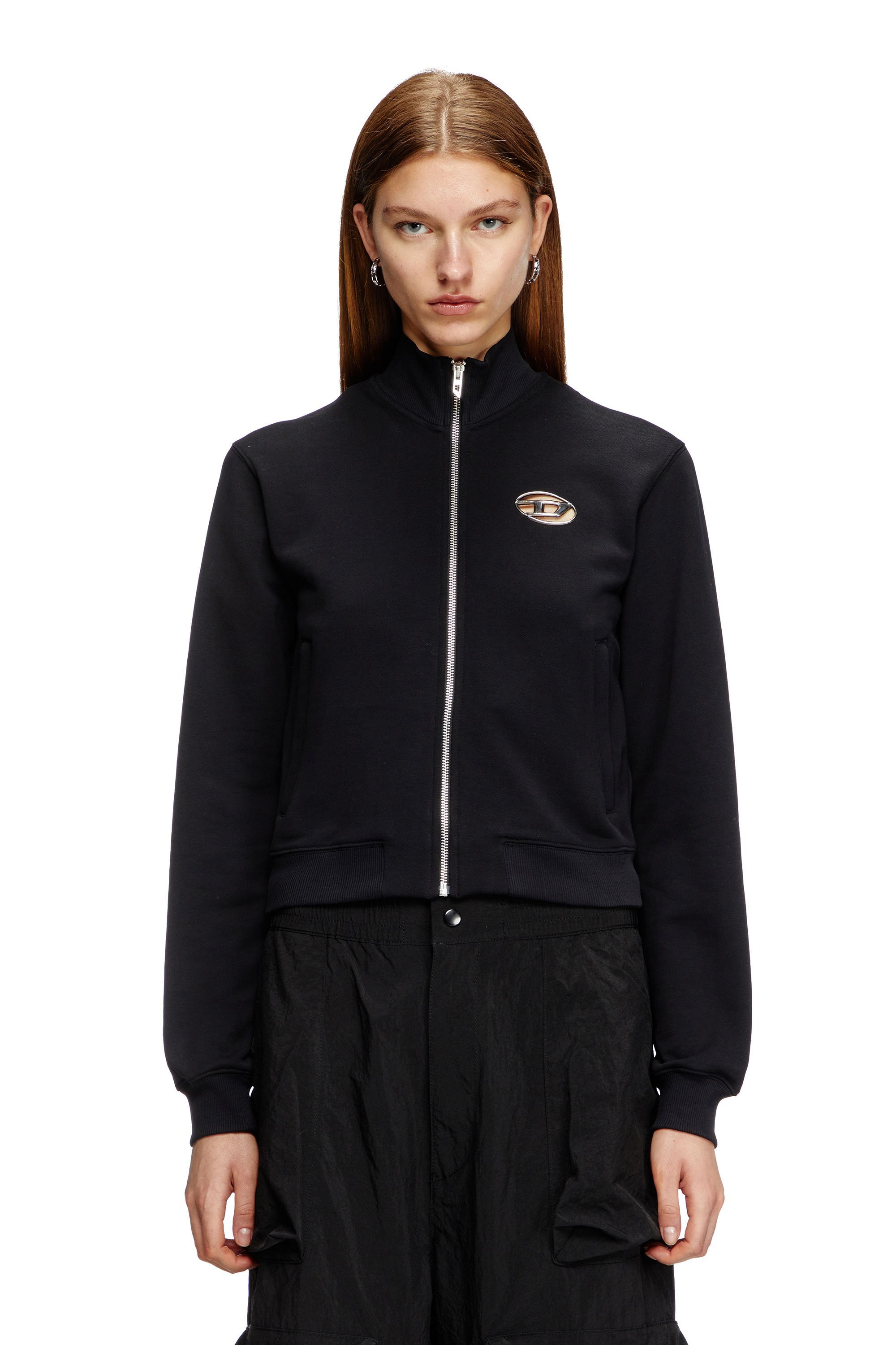 Толстовка Diesel Zip-Up With Cut-Out Logo, черный — фото 2