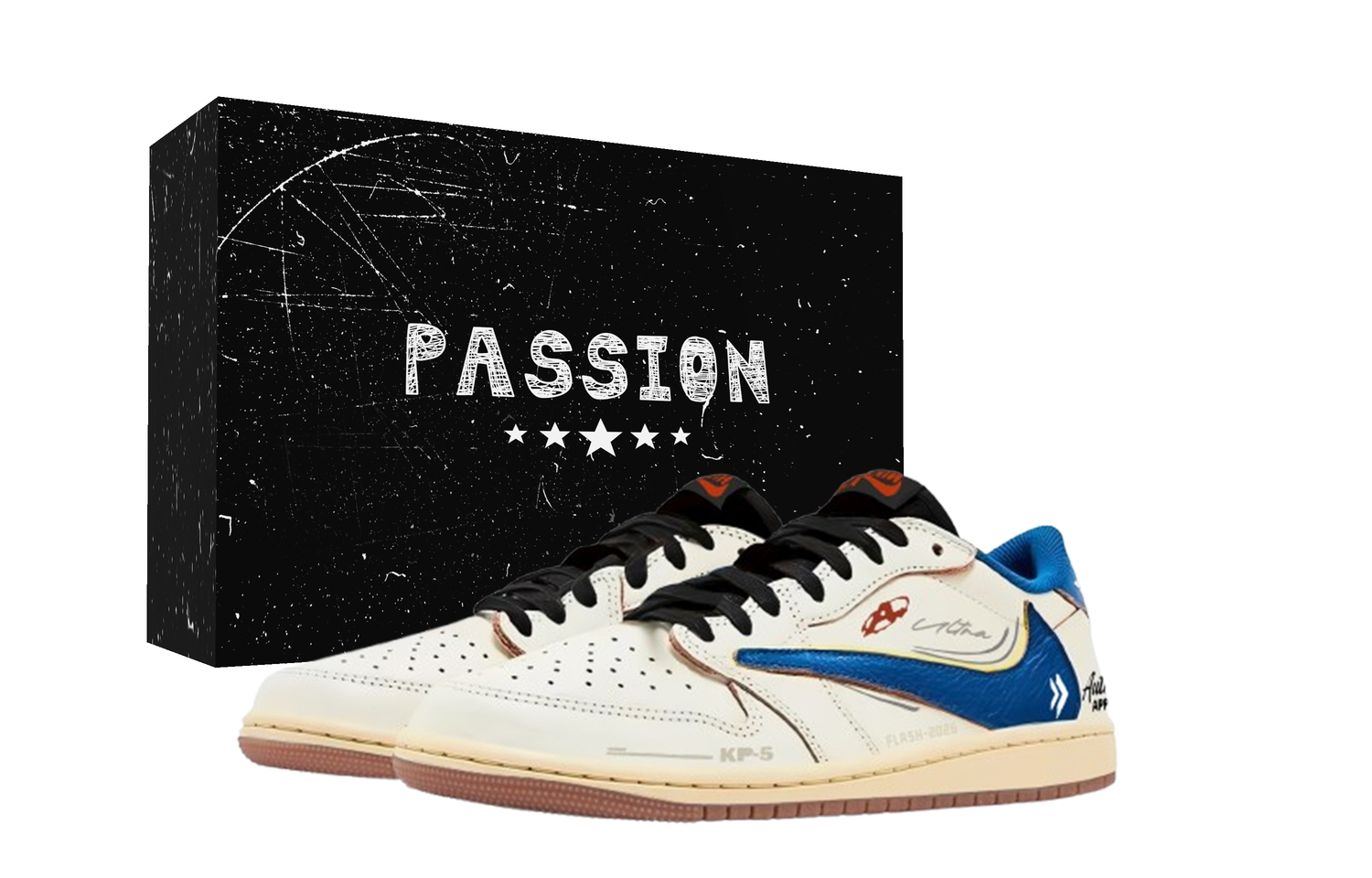 

Travis Scott x Air 1 Lightning Wave Hook 7.0 низкая амортизация низкие кроссовки Vintage баскетбольные unisex Jordan, белый/синий