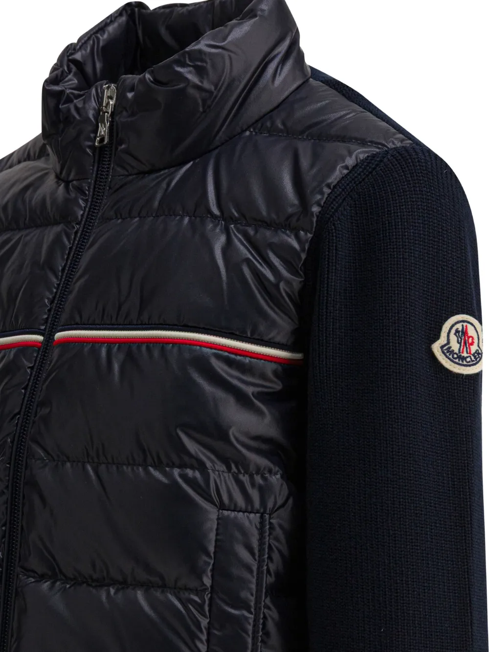 Стеганая куртка в полоску Moncler Enfant, синий — фото 4