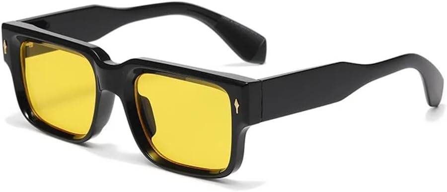 

Ретро квадратные солнцезащитные очки для женщин с леопардовым принтом и защитой от УФ-излучения UV400, модные заклепки, мужские прозрачные солнцезащитные очки с градиентным переходом цвета KTUCN, Black Yellow