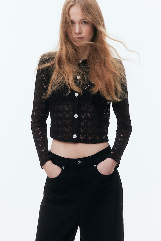 

Кардиган ажурной вязки H&M, черный