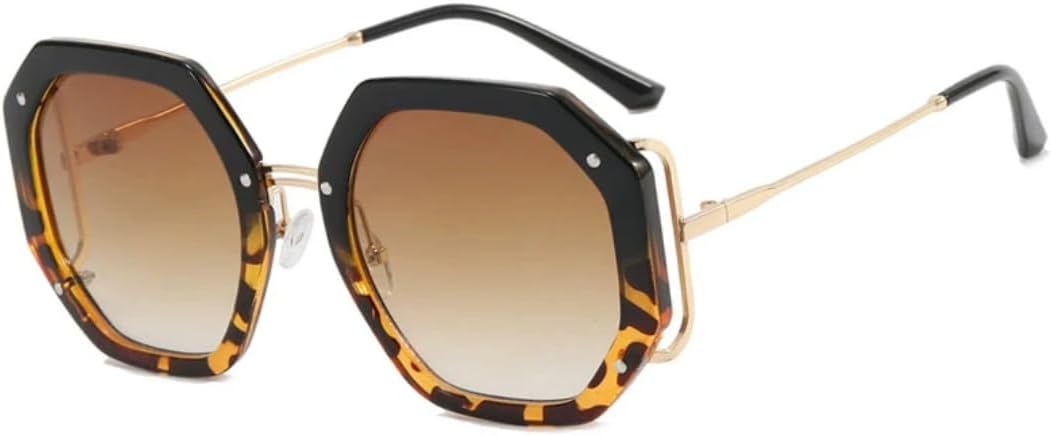 

Солнцезащитные очки с защитой UV400 | Увеличенная металлическая оправа | для женщин и мужчин, для занятий спортом на открытом воздухе и вождения DSVIGF, Black Leopard Tea