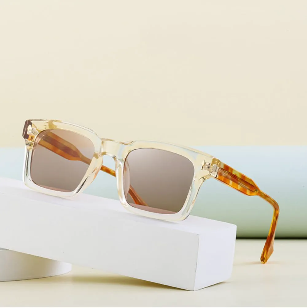 

Солнцезащитные очки Retro Rivets Square для женщин, роскошные солнцезащитные очки с леопардовым принтом, солнцезащитные очки UV400 для мужчин MUTYNE, Champagne Tea