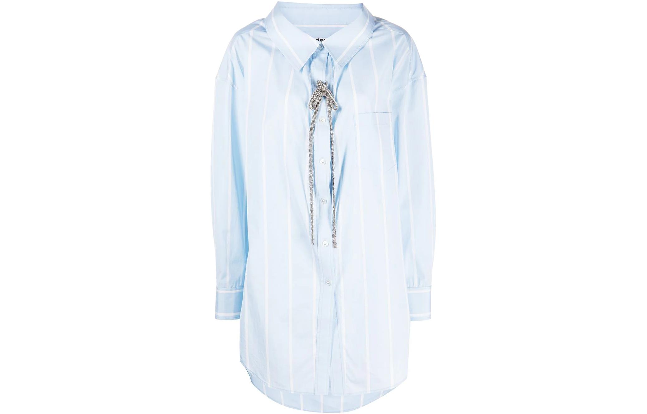 

Футболка Alexander Wang с кристаллами и полосками из хлопка, синяя