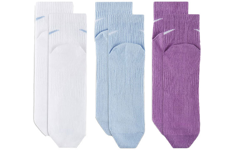 Носки Nike Unisex Plus Lightweight Ankle Sports Training Socks 3 Packs White/Black/Purple Multi-color SX6893-907, разноцветный — фото 2