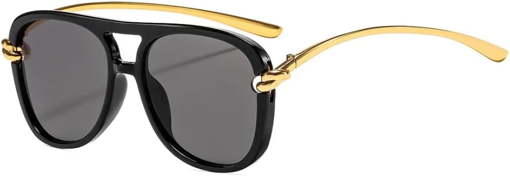 

Ретро-солнцезащитные очки в стиле стимпанк с двойной перемычкой, роскошная металлическая оправа с градиентным переходом, унисекс, защита от УФ-излучения UV400 UATXTAU, Black