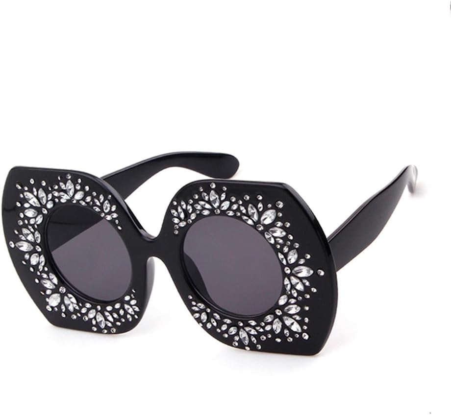 

Винтажные шестиугольные солнцезащитные очки для женщин, увеличенного размера, с градиентным переходом цвета (красный и синий), со стразами, защита от ультрафиолета UV400 VFDHN, C1