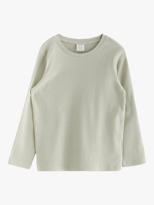Детская футболка с длинным рукавом Lindex, цвет Light Dusty Green — фото 4