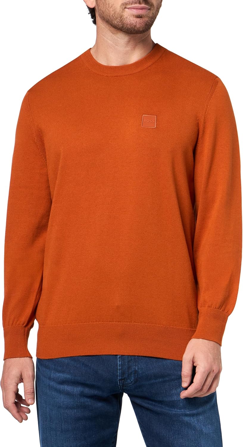 

BOSS Мужской свитер из хлопковой смеси с квадратным логотипом, Potters Clay