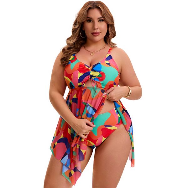 

Женский топ-танкини plus size 2 pcs с вырезом, шнурком, сеткой и шортами Agnes Orinda, Orange, Оранжевый, Женский топ-танкини plus size 2 pcs с вырезом, шнурком, сеткой и шортами Agnes Orinda, Orange