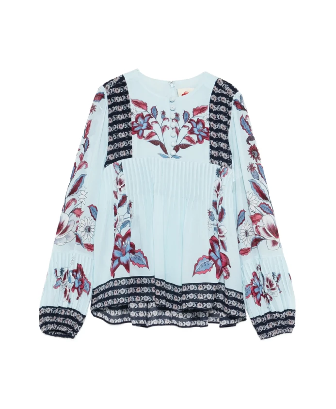 

Блузка «Марсель» с вязаными пуговицами и складками. Farm Rio, мультиколор