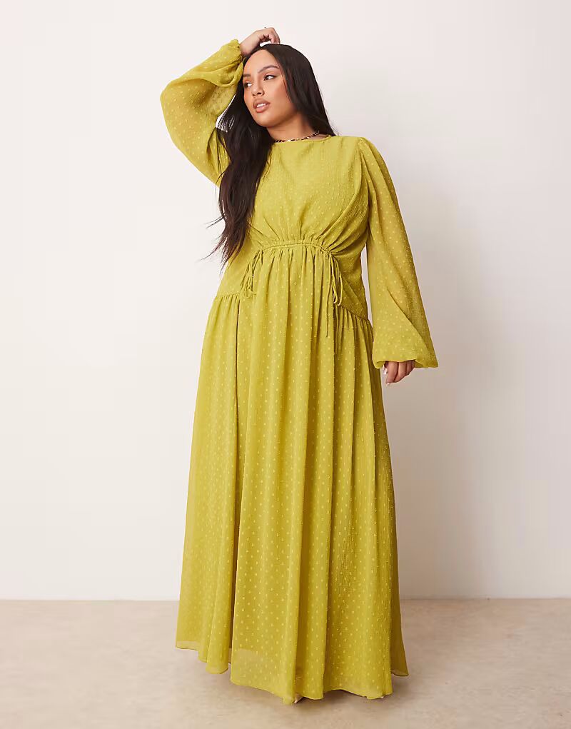 

Платье макси с бретельками Curve ASOS DESIGN бледно-зеленого цвета