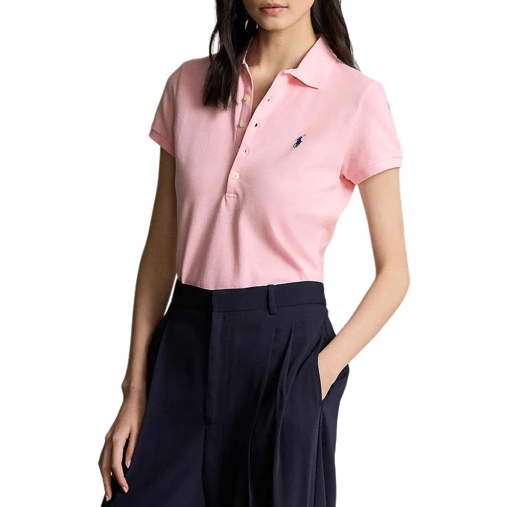 Поло с зауженным кроем из стрейч-ткани Polo Ralph Lauren, Pink — фото 3